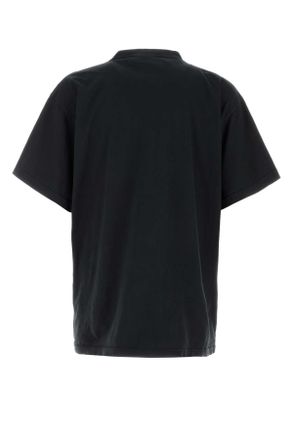 Balenciaga Mens Slate Cotton Oversize T-Shirt Fade W Bk-Light Bl-W Bk/light Bl/w