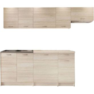 Dmora Cocina Completa Urzulei, Conjunto Compacto Y Funcional Con Puertas Y Caj&oacute;n, Roble