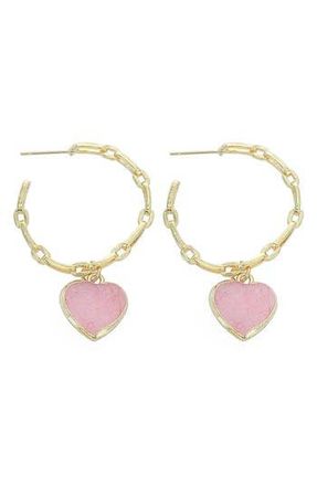 Panacea Heart Drop Hoop Earrings in Pink at Nordstrom Rack