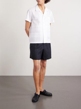 Bode Chamomile Camp-Collar Logo-Embroidered Cotton-Poplin Shirt