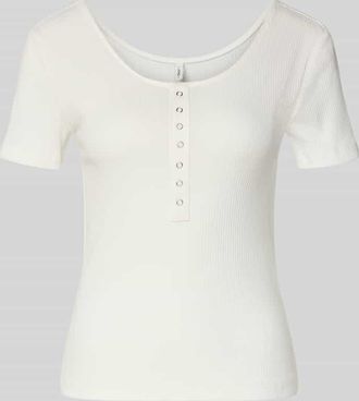 Only Slim Fit T-Shirt aus Baumwoll-Mix Modell SIMPLE in Offwhite, Gr&ouml;&szlig;e XL