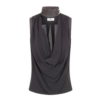Elisabetta Franchi Blusa sin mangas con cuello drapeado - Tops - Mujer - Negro - L