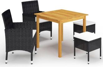vidaXL Juego De Comedor De Jard&iacute;n De 5 Piezas Negro Vidaxl