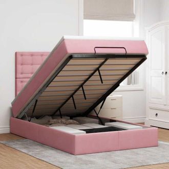 vidaXL Vidaxl Estructura De Cama Otomana Colchones Terciopelo Rosa 120x200cm