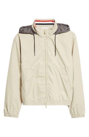 Thom Browne Track Jacket with Stowaway Hood in Beige at Nordstrom, Size 2 Us