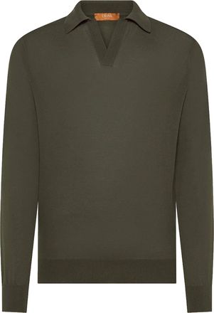 Cruna Long-Sleeve V-Neck Minimalist Ribbed Polo
