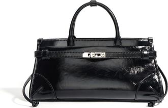 Generic Genuine Leather Womens Shoulder Handbag Top Layer Cowhide Top-Handle Bag Medium (Black)