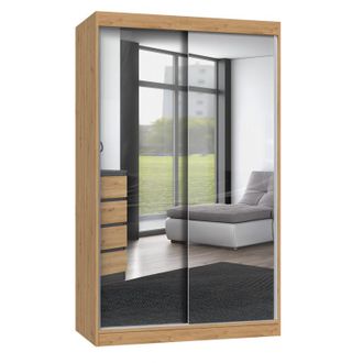 Hucoco Paolo - Armario Con 2 Puertas Correderas - 2 Espejos - L. 120 Cm - Dormitorio Vestidor Con 2 Puertas