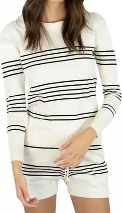 Kathryn McCarron Cashmere Striped Short In Ivory