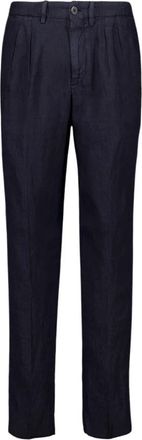 Boglioli Navy Blauwe Linnen Rechte-Pasvorm Broek - Heren - Slim Fit Broeken - Blauw - 2XL - Linnen - Broeken