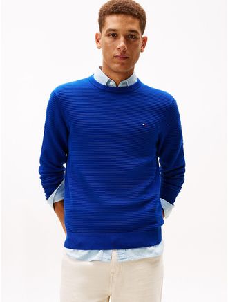 Tommy Hilfiger Mens Textured Crewneck Sweater - Blue - XL