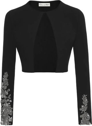 Oscar De La Renta Vest met geborduurde pailletten - Zwart