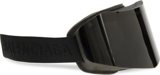 Balenciaga Mens Mirrored Ski Mask Sunglasses Black Polyamide