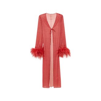 Os&eacute;ree Lumi&egrave;re Plumage Feather-trim Beach Cover-up