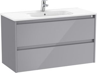 Roca Roca - Pack Unik Mueble De 2 Cajones + Lavabo Tenet Color: Gris Brillante - Medidas: 985x460x565 Mm