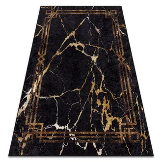 RugsX Rugsx - Alfombra Lavable Miro 51333.801 M&aacute;rmol, Marco Antideslizante - Negro / Oro Black 120x170 Cm