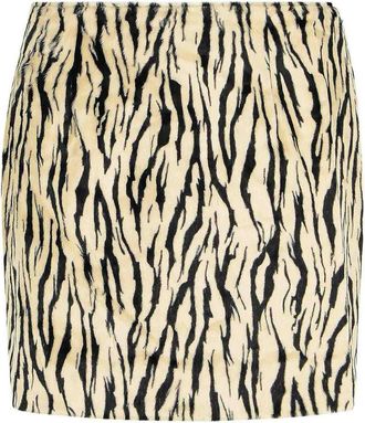 Rotate Printed Faux Fur Skirt