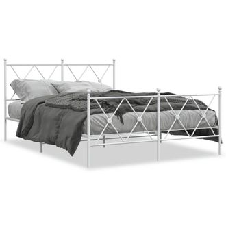 Berkfield Home Metal Bed Frame without Mattress with Footboard White 140x190cm | Size: 140x190 cm