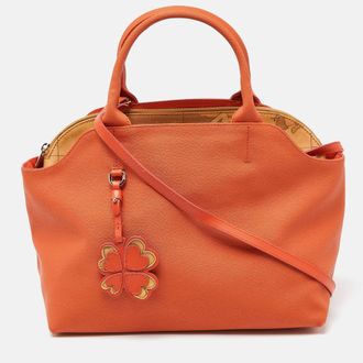 Alviero Martini 1A Classe Orange Coated Canvas And Leather Satchel