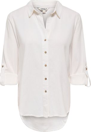 Only Hemdbluse ONLY ONLGOA 3/4 STRAP LINEN BL SHIRT CC PNT, Damen, Gr. XL, cloud dancer, Web, Obermaterial: 70% Viskose, 30% Leinen, unifarben, loose fit P
