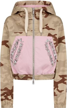 Dsquared2 camouflage-print hooded jacket - women - Spandex/Elastane/Cotton - 38 - Neutrals