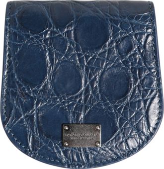 Dolce & Gabbana Blue Exotic Skin Coin Condom Case Holder Pocket Mens Wallet