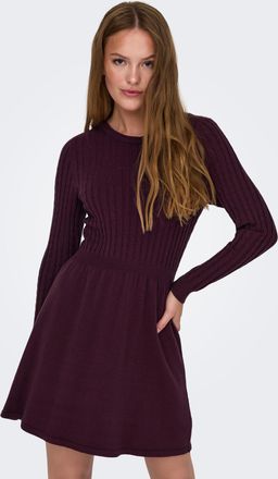 Only Strickkleid ONLY ONLFIA LS CABLE DRESS KNT, Damen, Gr. L, N-Gr, rot (port royale), Strick, Obermaterial: 50% Viskose, 27% Nylon, 23% Polyester, unifar