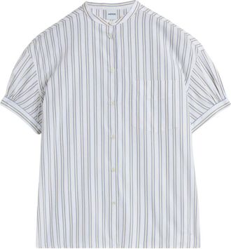 Aspesi Poplin Shirt met Korte Mouwen en Bandkraag - Dames - Blouses - Veelkleurig - XS - Katoen - Overhemden