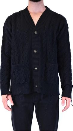 Laneus Cdu 741Nero-311 Cardigan - Heren - Vesten - Zwart - M - Wol - Truien & Vesten
