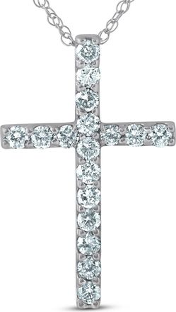 Pompeii3 1 Ct Diamond Cross 14k White Gold 18 Chain Womens Necklace 1 1/4 Tall