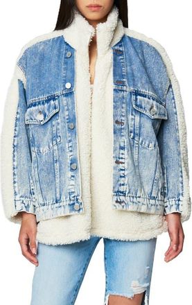 Blank NYC Denim & Faux Shearling Trucker Jacket in Bear Hug at Nordstrom, Size Small