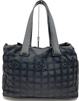 Chanel Black Nylon Handbag Tote Bag (Pre-Owned)