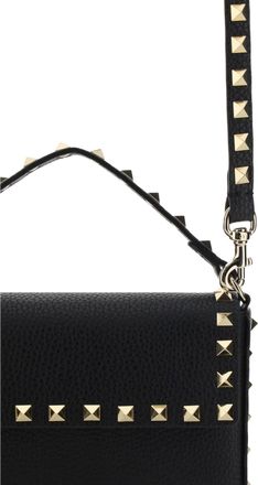 Valentino Garavani Womens Mini Shoulder Bag Rockstud Calf Leather Black