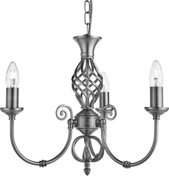 Searchlight Searchlight Zanzibar - Lampada a sospensione a 3 bracci multibraccio argento satinato, attacco E14