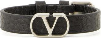 Valentino Garavani VLogo leather bracelet - Black