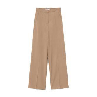 Max Mara Wide Trousers, female, Brown, M, Brown High-Waisted Wool Trousers