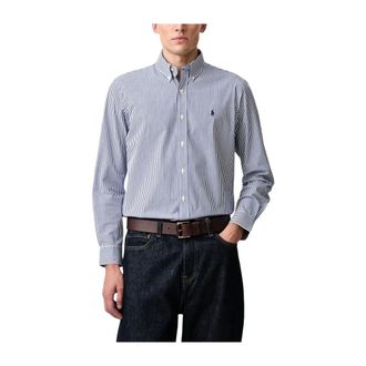 Polo Ralph Lauren Lange Mouw Sportshirt - Heren - Casual Overhemden - Blauw - L - Katoen - Overhemden