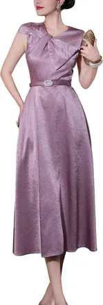 Burryco Burryco Purple Solid Midi Dress