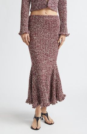 Proenza Schouler Colette Cotton & Linen Popcorn Slub Trumpet Skirt in Wine Multi at Nordstrom, Size X-Small