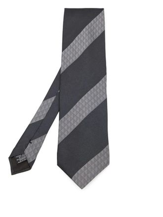 Emporio Armani striped silk tie - Black