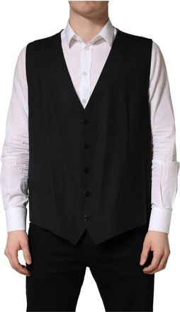 Dolce & Gabbana Suit Vests, male, Black, Size: 5XL Single-Breasted Waistcoat