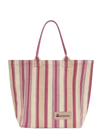 Isabel Marant Small Tote Bag with Vertical Stripes in Red