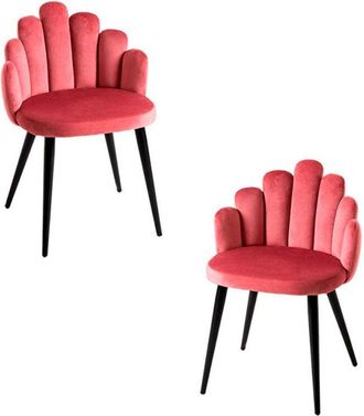 Regalos Miguel Regalos Miguel - Packs Sillas Comedor - Pack 2 Sillas Hand Terciopelo Patas Negras - Rosa