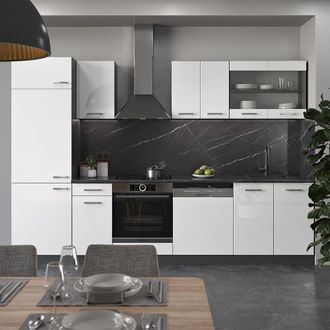 Vicco Mueble De Cocina R-line, Blanco Brillo/antracita, 300 Cm Sin Encimera