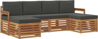 vidaXL Conjunto De Sof&aacute;s De Exterior 6 Uds. Natural Y Antracita Vidaxl