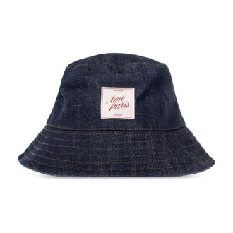 Ami Hats, unisex, Blue, Size: 58 CM Denim Label-Detail Bucket Hat