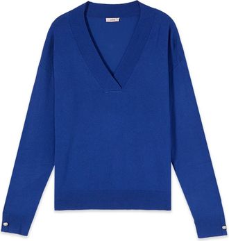 Oltre V-hals Trui - Dames - Truien - Blauw - Maat: M Nylon