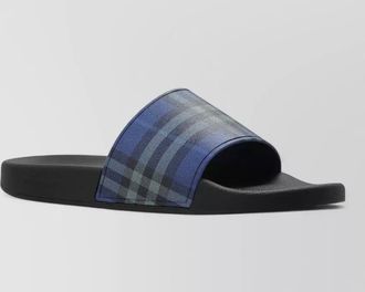 Burberry check pattern flat sole slide sandals