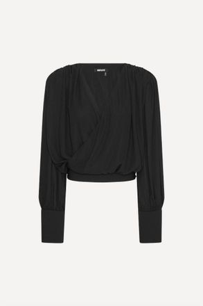 Rotate Womens Long Sleeve V-Neck Top In Black