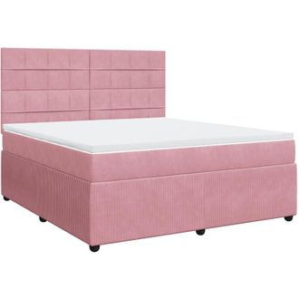vidaXL Vidaxl - Cama Box Spring Con Colch&oacute;n Terciopelo Rosa 180x200 Cm